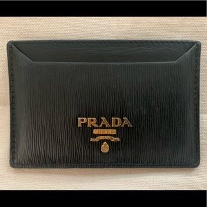 Prada Black Vitello Card Holder Wallet